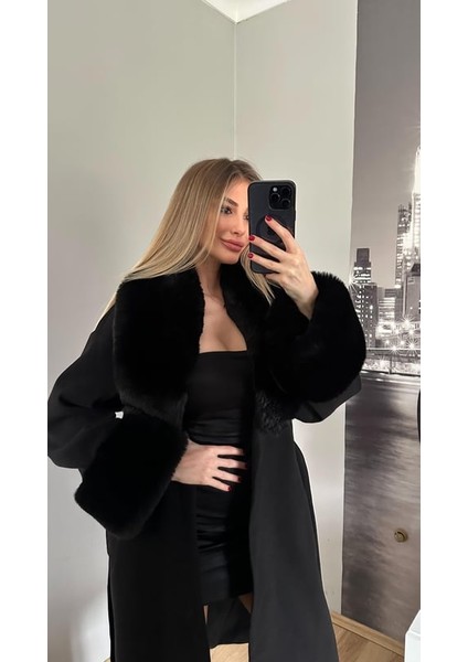 Siyah Geniş Kol Kaşe Kaban modelleri