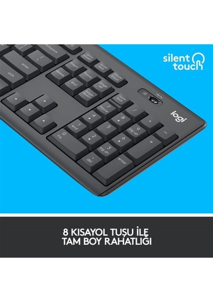 Logıtech MK295 Kablosuz Q Trk Sessiz Siyah Multimedya Klavye - Mouse Set 920-009804