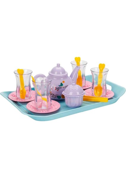 Ince Belli Tepsili Oyun Seti Çay Servis Oyuncağı Renkli Eğitici Set