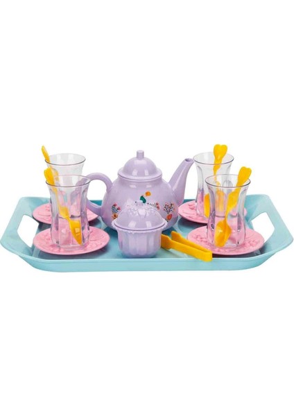 Ince Belli Tepsili Oyun Seti Çay Servis Oyuncağı Renkli Eğitici Set