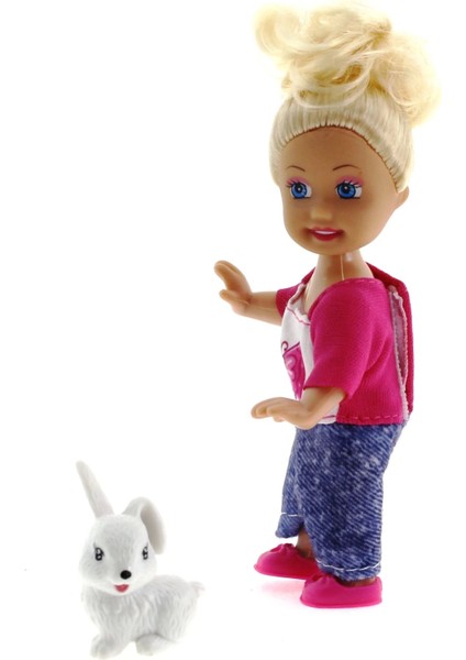 Cute Girl Tavşan Figürlü Sarışın Mini Bebek