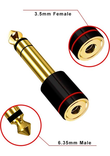 6.3 mm Stereo Erkek To 3.5 mm Dişi Kaliteli Çevirici Siyah fiyatları