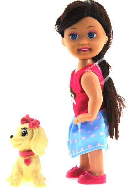 Cute Girl Sarı Köpekli ve Kumral Mini Bebek