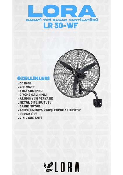 30 Inç Duvar Tipi Sanayi Vantilatör