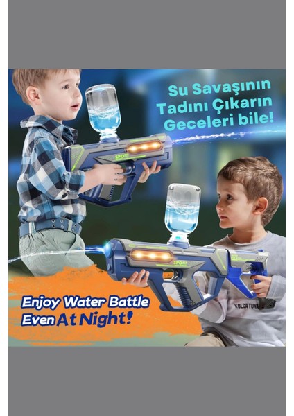 Şarjlı Ledli Işıklı Su Tabancası ve Tüfek 2’si 1 Arada Oyuncak