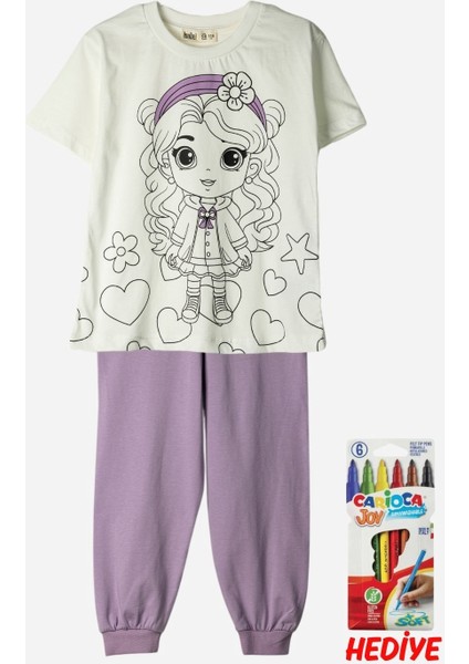 En Sevimli Figürleri Özel Kalemi ile Boyanabilir Çocuk Pijama Takımı (Yıkama Sonrası Leke Bırakmaz)