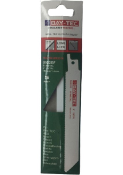 Bay-Tec MK2316 S922EF Metal Tilki Kuyruğu Testere Ağzı 5'li Paket