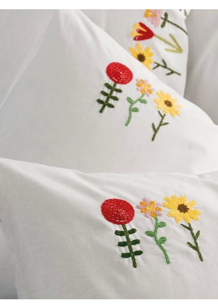 Cotton Box Brode Ranforce Çift Kişilik Nevresim Takımı Mina Pembe