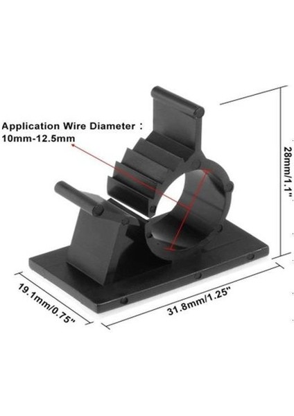 Yapışkanlı Kablo Tutucu Toplayıcı Klips Siyah 10 Adet