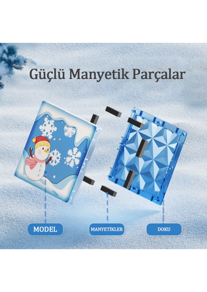 Kış Temalı Manyetik Oyuncak Manyetik Blok Seti Stem Oyuncak 68 Parça Dıy Manyetik Küpler Ice Snow