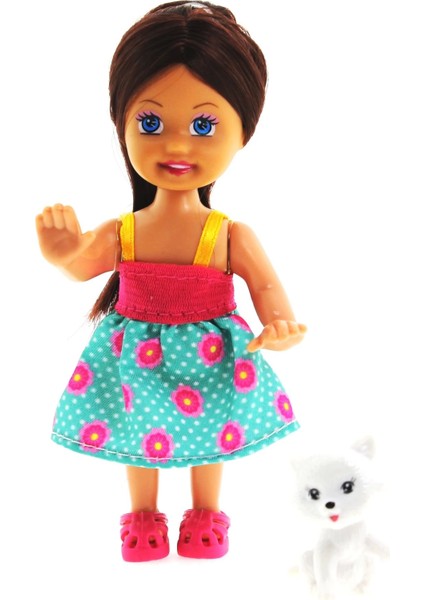 Cute Girl Kedi Figürlü Kumral Mini Bebek