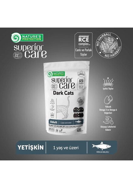Nature's Protection Superior Care Siyah/Gri Tüylü Kediler Için Tahılsız Ringa Balıklı Kedi Maması 400GR modelleri