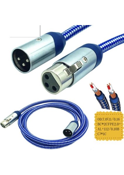 Xlr Erkek - Dişi Balanslı Örgülü Kablo - 3 Metre