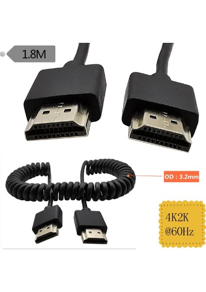 Ince Yüksek Hızlı Hdmı Sarmal Spiral Kablo 4k * 2k
