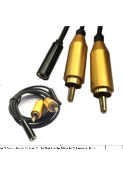 3.5 mm Stereo Dişi - 2x Rca Erkek Kaliteli Kablo - 80 cm