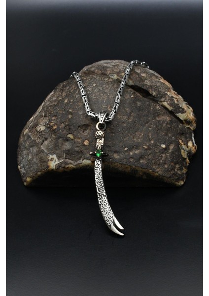 Hz. Ali ( Zülfikar Kılıcı ) 925 Ayar Gümüş Kolye Kral Zincir 2mm 901848 modelleri