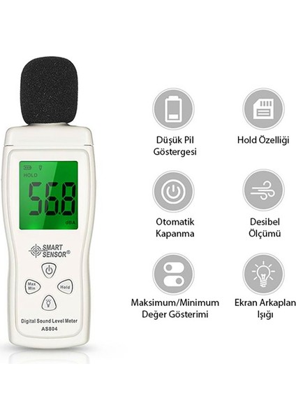 Dijital Ses ve Gürültü Ölçer | Smart Sensor As 804