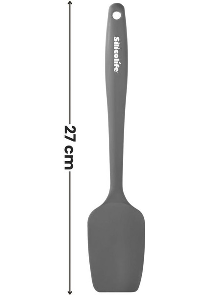 Kaşık Spatula, Isıya Dayanıklı Yanmaz Yapışmaz Tek Parça Silikon Kaşık Spatula 27CM Antrasit