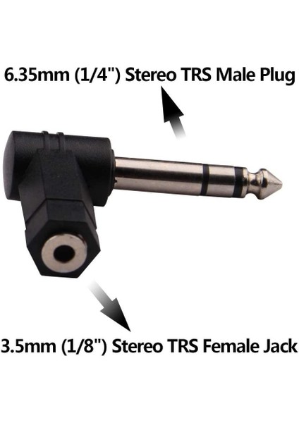 Stereo 6.3 Mm Erkek To 3.5 Mm Dişi 90 Derece Çevirici Aparat