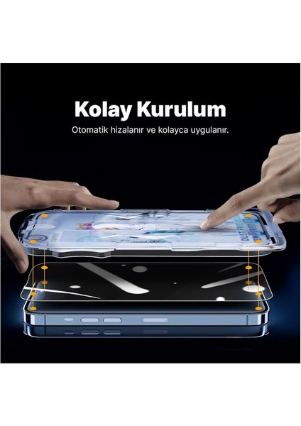 Apple Iphone 11 Uyumlu Kolay Takma Aparatlı Cam Ekran Koruyucu Siyah