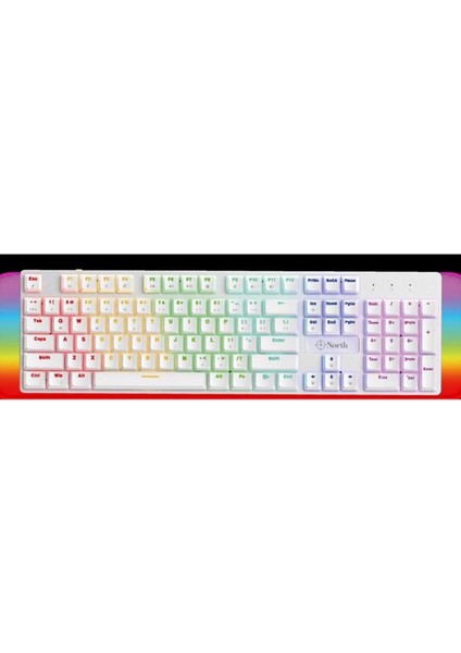 North Shield Q Trk Rgb LED / Mekanik Kırmızı Switch Beyaz Gaming Klavye