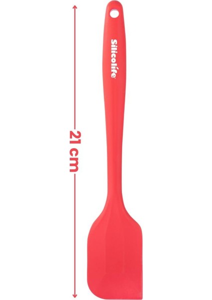 2’li Spatula Set, Isıya Dayanıklı Yanmaz Yapışmaz Silikon Spatula 2 Adet Kırmızı-Antrasit 21CM