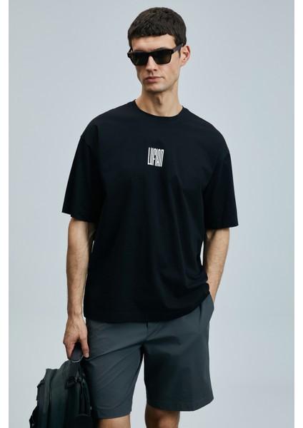 Helıx Modern Grafik T- Shirt Siyah