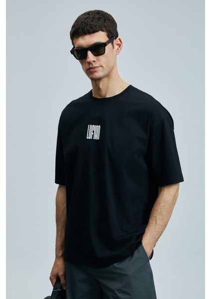 Helıx Modern Grafik T- Shirt Siyah