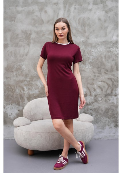 Biyeli Kuşaklı Modal Kısa Elbise modelleri