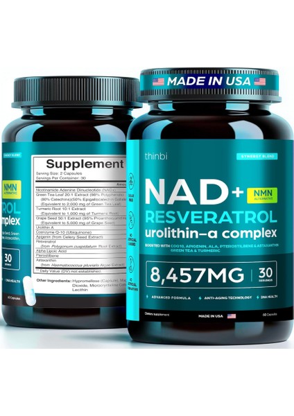 Nad Supplement 8,457 mg Extra Strength Nmn Alternative Liposomal, Green Tea + Astaxanthin 60 Caps