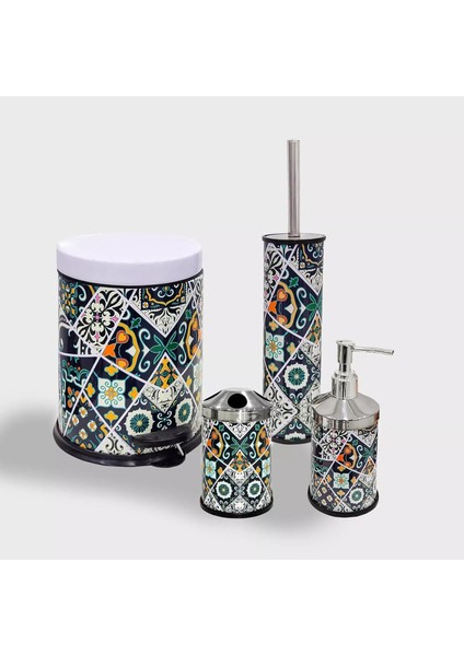 Banyo Seti 4 Lü Desenli Paslanmaz