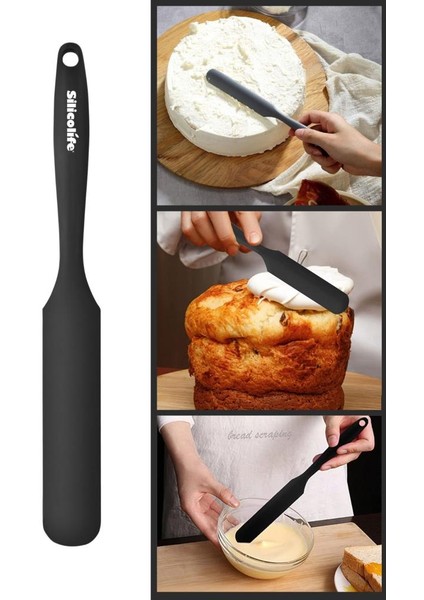 Pasta Sıvama Spatulası, Silikon Çikolata Krema Reçel Sıyırma Sıvama Bıçağı Spatulası 25CM Siyah