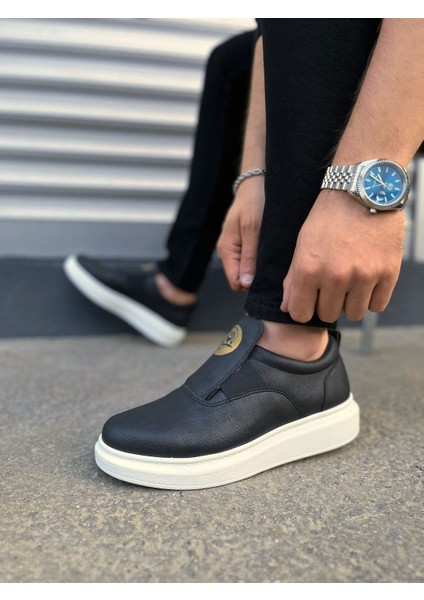 JY161 Hippo Lastik Detaylı Erkek Günlük Sneaker - Siyah Beyaz modelleri