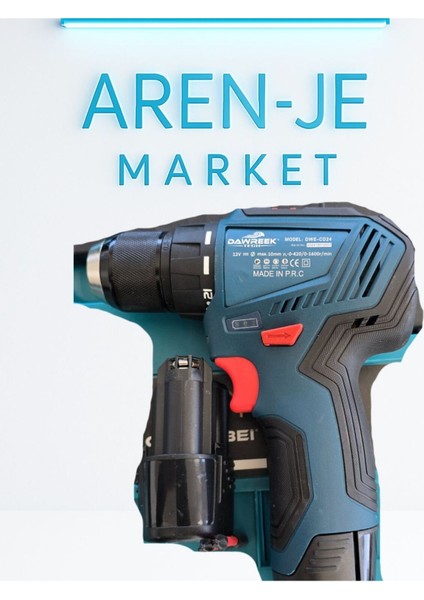 Aren-Je DWE-CD24 12V Şarjlı Matkap Vidalama Seti – 2 Bataryalı + Hızlı Şarj + Taşıma Çantalı