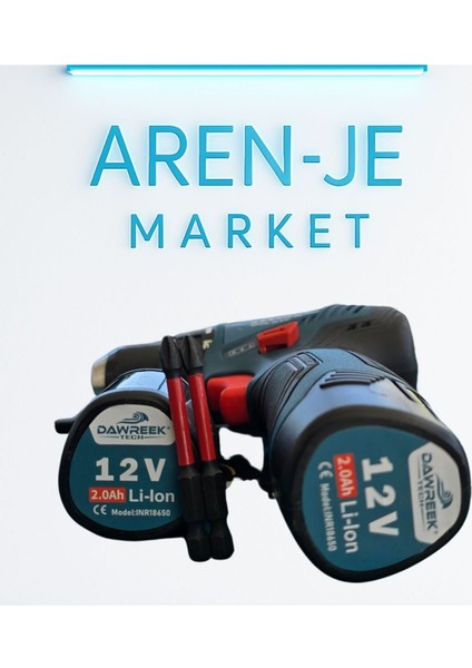 Aren-Je DWE-CD24 12V Şarjlı Matkap Vidalama Seti – 2 Bataryalı + Hızlı Şarj + Taşıma Çantalı