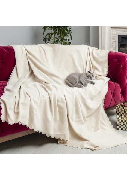 Kaymaz Koltuk Örtüsü Çift Taraflı Mikrofiber Şönil 175X350 cm XLARGE - Ekru – Kedi Köpek ve Çocuk Dostu