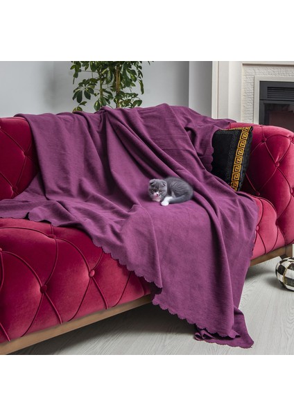 Kaymaz Koltuk Örtüsü Çift Taraflı Mikrofiber Şönil 175X350 cm XL- Mürdüm – Kedi Köpek ve Çocuk Dostu