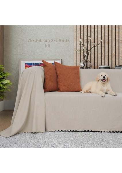 Kaymaz Koltuk Örtüsü Çift Taraflı Mikrofiber Şönil 175X350 cm XLARGE- Kil – Kedi Köpek ve Çocuk Dostu