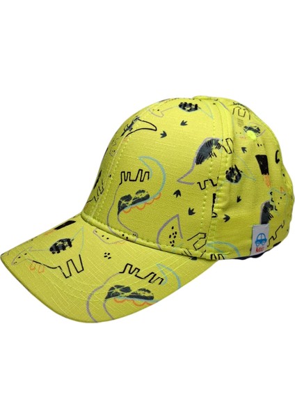 Kitti 4-8 Yaş Erkek Çocuk Sarımsı Yeşil Renk Desenli Yazlık Şapka fiyatları