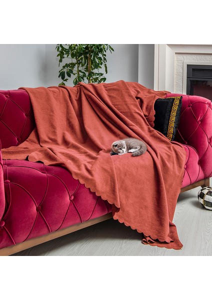 Kaymaz Koltuk Örtüsü Çift Taraflı Mikrofiber Şönil 175X350 cm XLARGE- Kiremit – Kedi Köpek ve Çocuk Dostu fiyatları