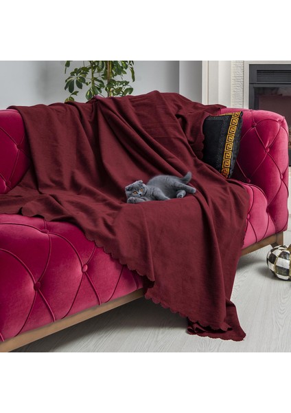 Kaymaz Koltuk Örtüsü Çift Taraflı Mikrofiber Şönil 175X350 cm XLARGE- Bordo – Kedi Köpek ve Çocuk Dostu