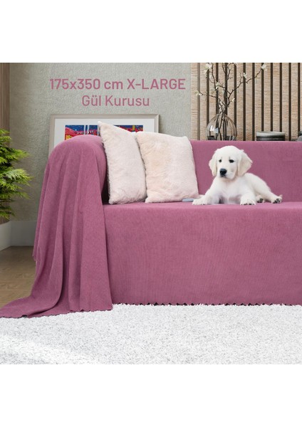 Latuda Home Kaymaz Koltuk Örtüsü Çift Taraflı Mikrofiber Şönil 175X350 cm Xl- Gül Kurusu – Kedi Köpek ve Çocuk Dostu