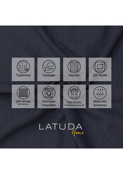 Latuda Home Kaymaz Koltuk Örtüsü Çift Taraflı Mikrofiber Şönil 175X350 cm Xl- Antrasit – Kedi Köpek ve Çocuk Dostu modelleri