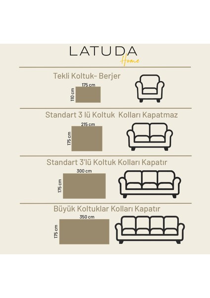 Latuda Home Kaymaz Koltuk Örtüsü Çift Taraflı Mikrofiber Şönil 175X350 cm XL- Krem – Kedi Köpek ve Çocuk Dostu