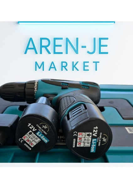 Aren-Je DWE-CD24 12V Şarjlı Matkap Seti (2 Batarya + Aksesuar + Taşıma Çantalı)