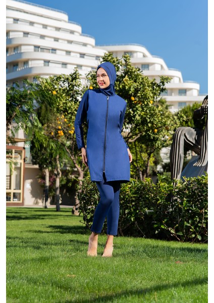 Lacivert Renk Paraşüt Kumaş Tesettür Mayo