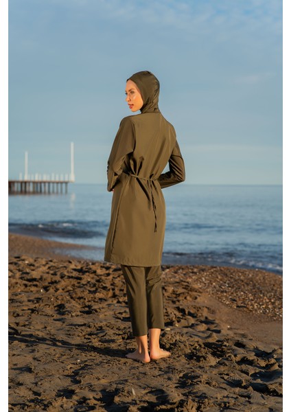 Haki Yeşil Renk Paraşüt Kumaş Tesettür Mayo fiyatları