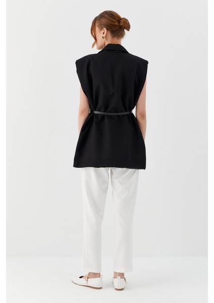 Oversize Blazer Yelek Sıyah