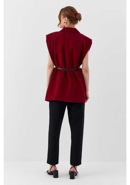 Oversize Blazer Yelek Bordo