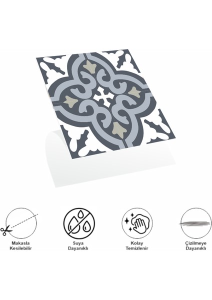 Decohandy Pvc Duvar Karosu 30X30CM 4'lü Paket - Çini Desen 0,36M2